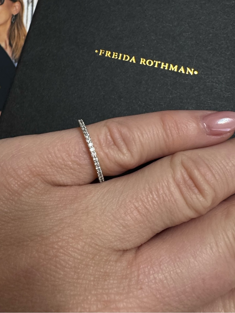Freida Rothman Pave Matte Gold Stacking Ring - Picture 2 of 6
